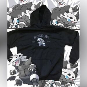 Aggron Black Large Sherpa-Lined Hoodie